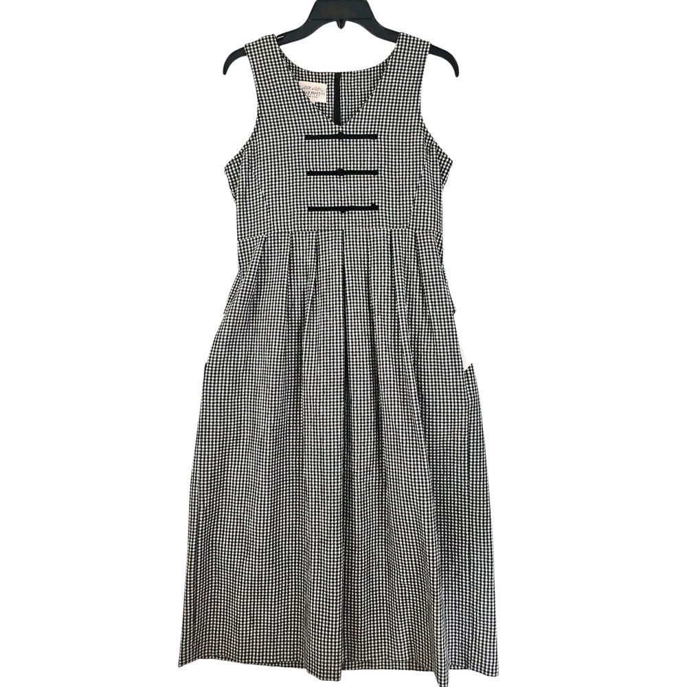Vntg. Susan Bristol ~Woman Size 2~ White/Black Plaited Midi W2K Dress w/Pockets.